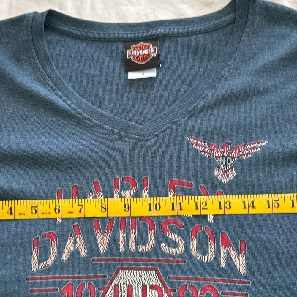 Harley-Davidson Chattanooga Small Long-Sleeve T-shirt Heather Blue, Red, Silver - Picture 7 of 8